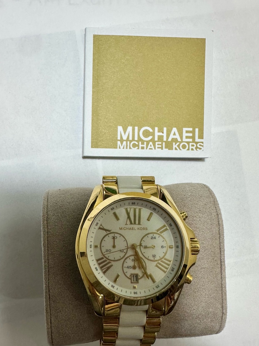 Michael Kors Two-Tone Gold and White Men’s Chronograph Watch new never used